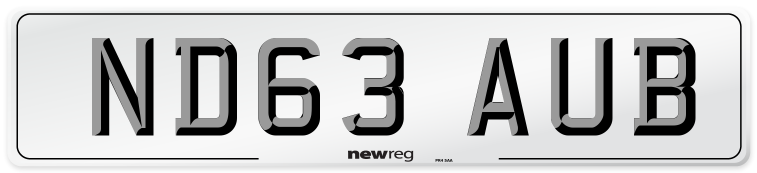 ND63 AUB Number Plate from New Reg